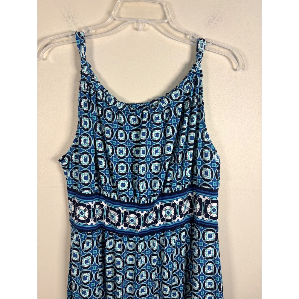Max Studio Dress Womens XL Blue Geometric Empire Waist Excellent - Picture 5 of 10